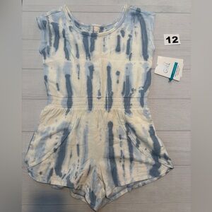 Athleta Girls' Blue and Cream Tie-Dye Romper